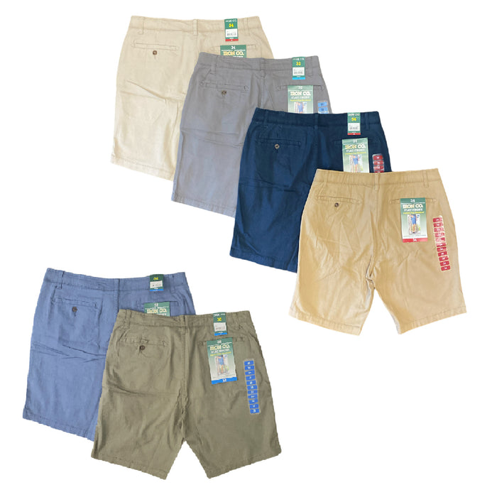 Iron Co Men's Comfort Flex Waistband Stretch Twill Flat Front Shorts