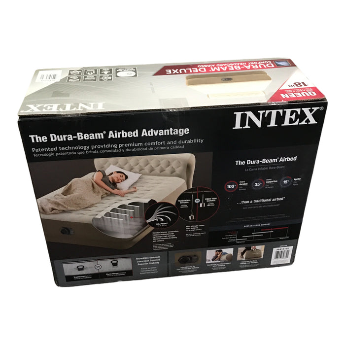 Intex Queen Dura-Beam Deluxe Series Comfort Headboard Airbed with Internal Pump