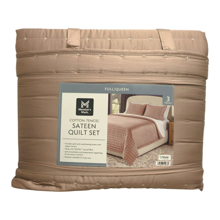 Member’s Mark 3-Piece Cotton-Tencel Sateen Quilt Set, Full/Queen