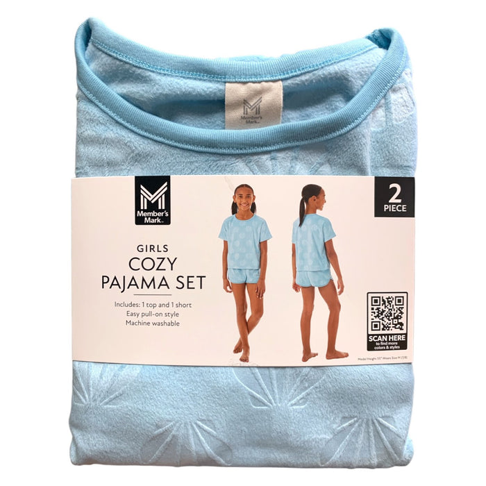 Member's Mark Girl's Cozy Pajama Set, 1 Short Sleeve Top & 1 Short