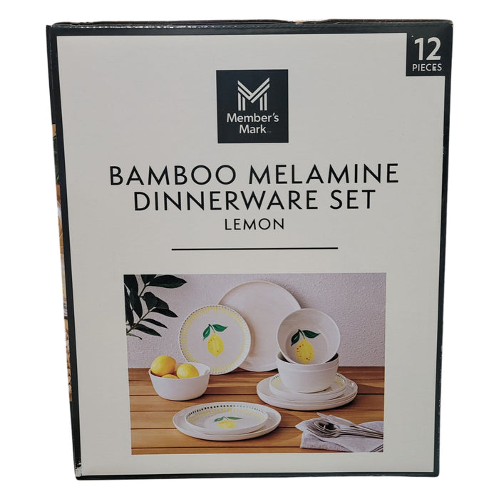 Member's Mark 12-Piece Bamboo Melamine Indoor/Outdoor Dinnerware Set