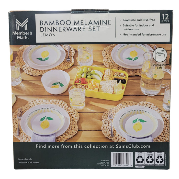 Member's Mark 12-Piece Bamboo Melamine Indoor/Outdoor Dinnerware Set