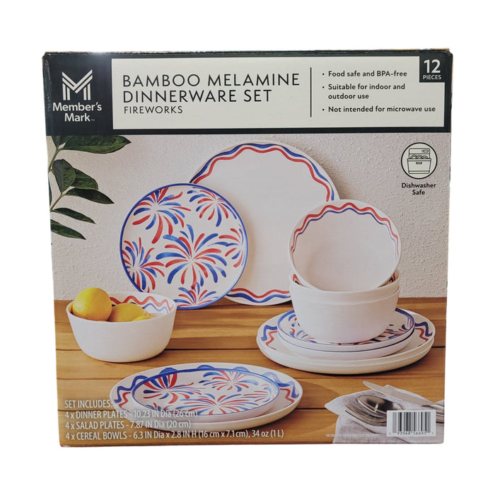 Member's Mark 12-Piece Bamboo Melamine Indoor/Outdoor Dinnerware Set