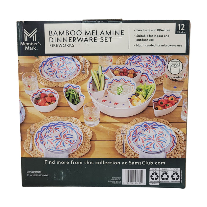 Member's Mark 12-Piece Bamboo Melamine Indoor/Outdoor Dinnerware Set