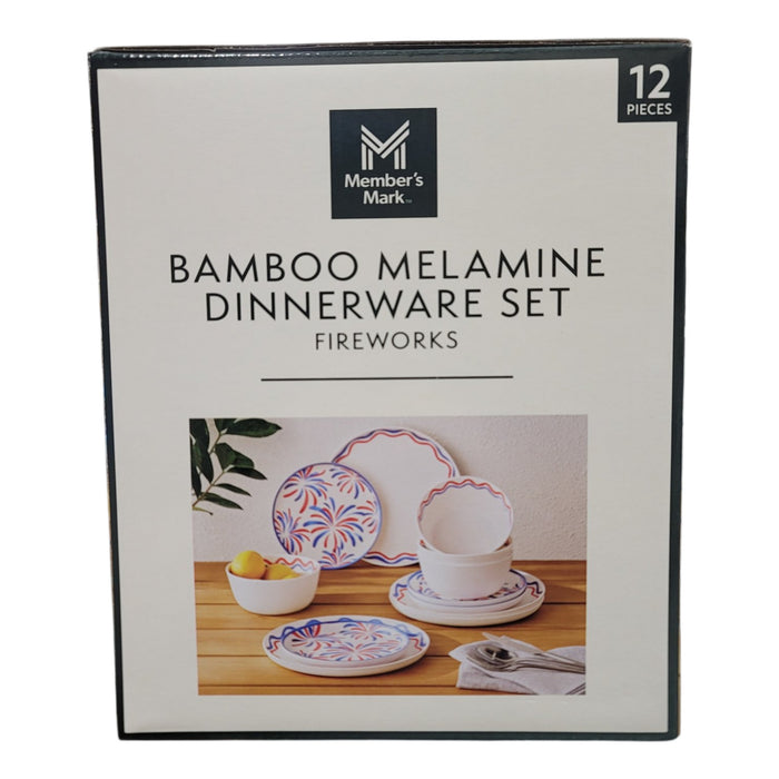 Member's Mark 12-Piece Bamboo Melamine Indoor/Outdoor Dinnerware Set