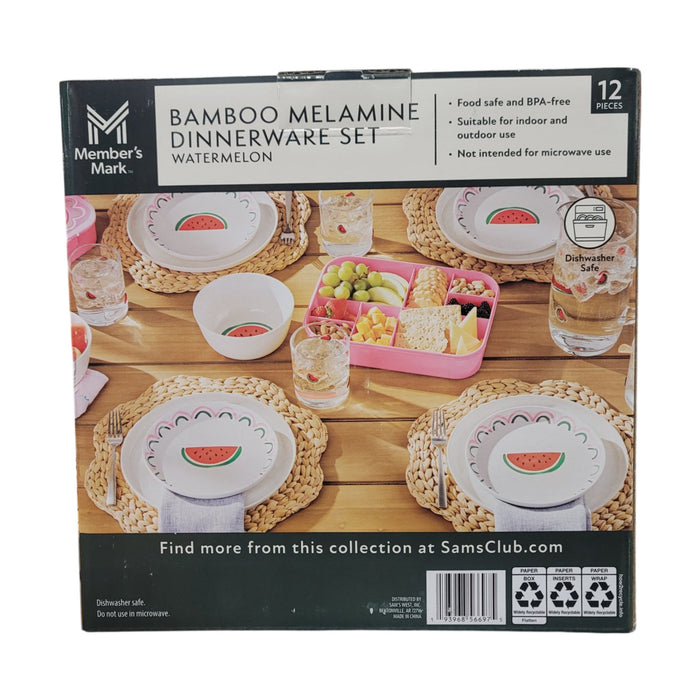 Member's Mark 12-Piece Bamboo Melamine Indoor/Outdoor Dinnerware Set
