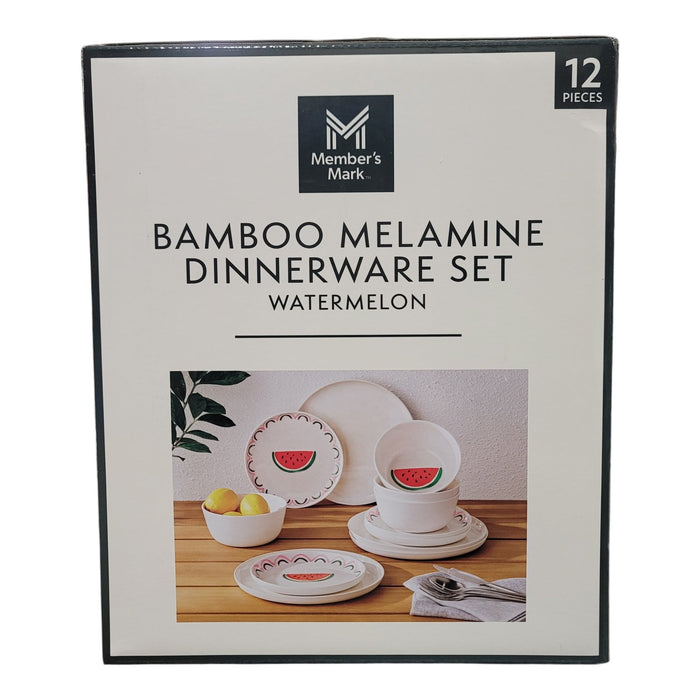 Member's Mark 12-Piece Bamboo Melamine Indoor/Outdoor Dinnerware Set