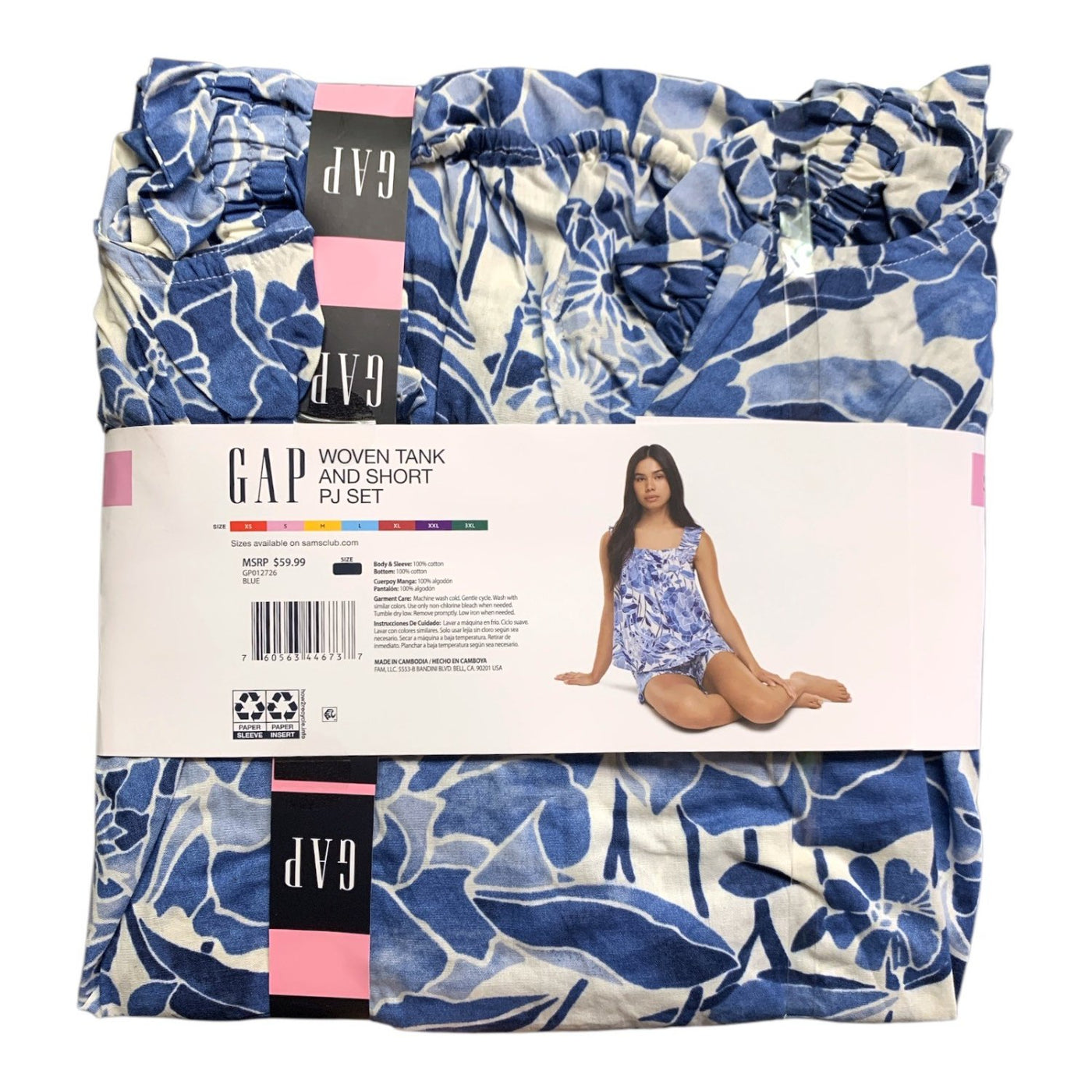 GAP Women's Woven Tank and Short PJ Set - Blue, L