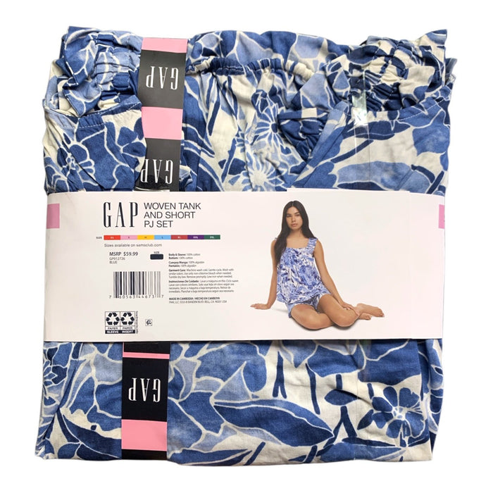 Gap Women's Woven Tank and Short PJ Set, Soft Cotton Smocked Top & Pull-on Short