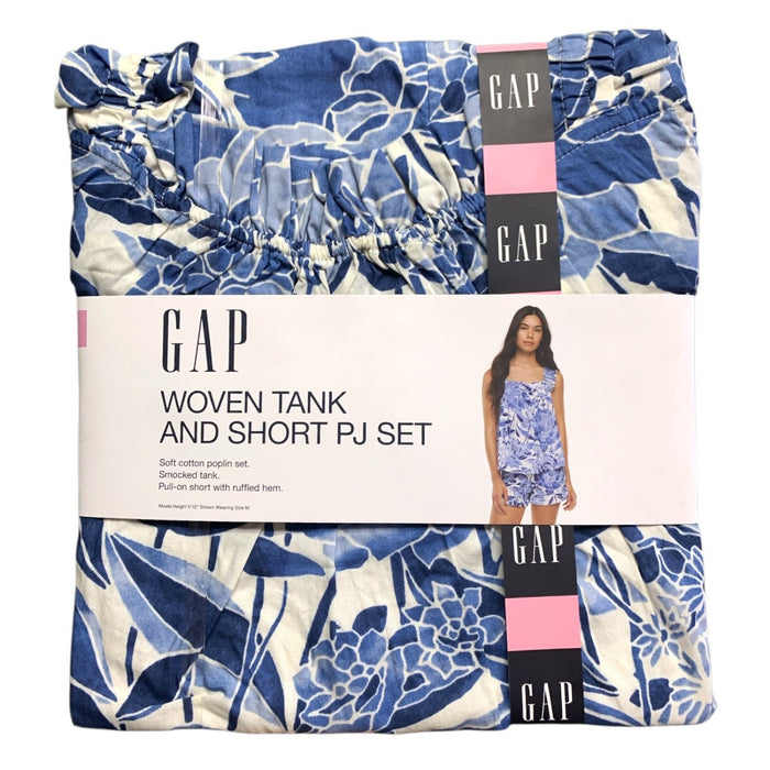 Gap Women's Woven Tank and Short PJ Set, Soft Cotton Smocked Top & Pull-on Short