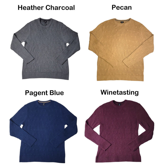 Express Men's 100% Cotton Crew Neck Warm Cable Knit Sweater