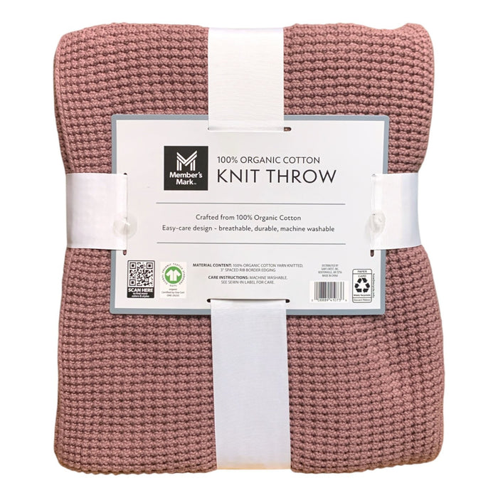 Member's Mark 100% Organic Cotton Knit Throw, 60"x70"