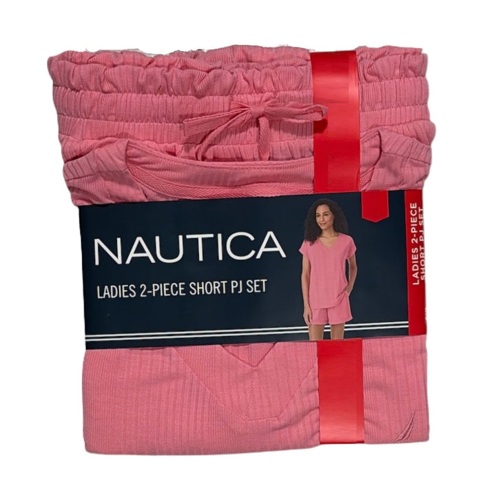 Nautica Women's Relaxed Fit 2-Piece Short Sleeve Top and Shorts Pajama Set
