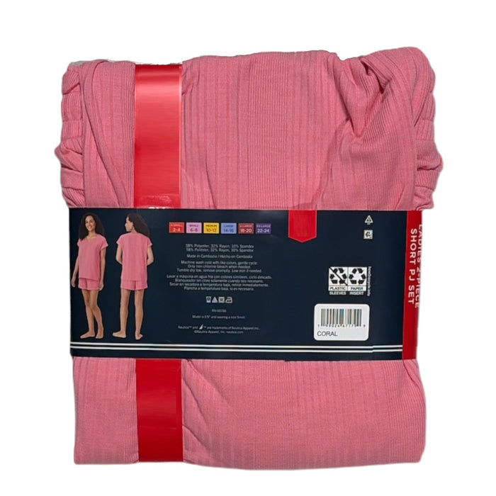 Nautica Women's Relaxed Fit 2-Piece Short Sleeve Top and Shorts Pajama Set