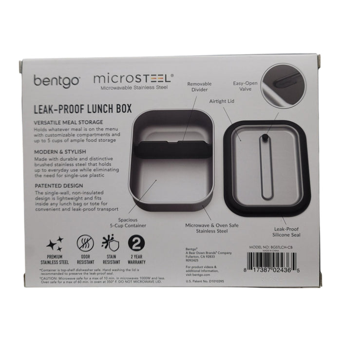 Bentgo MicroSteel Leak-Proof Meal Storage & Lunch Box with Removable Divider