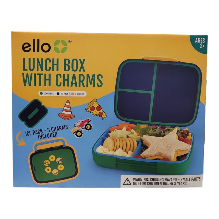 Ello Benni Kids Bento Lunch Box with Carry Handle, Ice Pack & 3 Charms