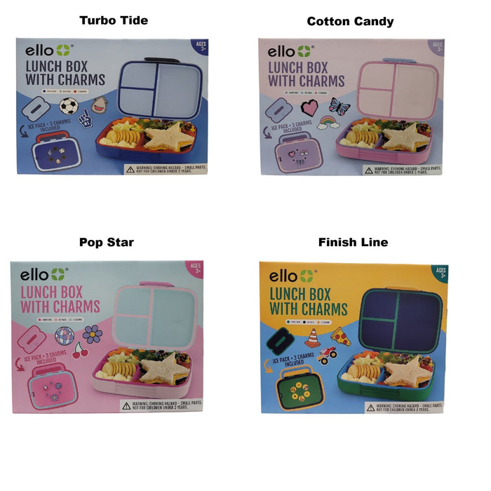 Ello Benni Kids Bento Lunch Box with Carry Handle, Ice Pack & 3 Charms