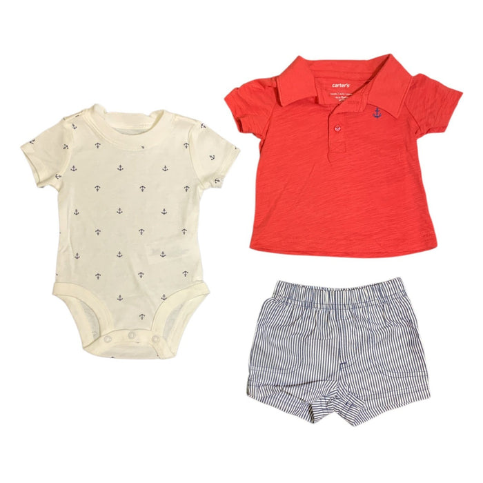 Carter's Baby Boy Short Sleeve 3-Piece Outfit Set - Shirt, Shorts & Bodysuit