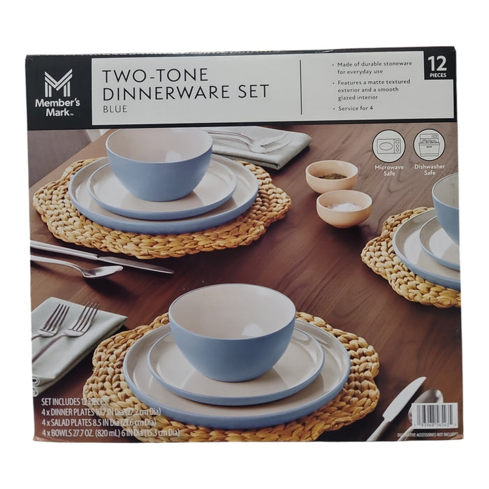 Member's Mark 12-Piece Stoneware Two-Tone Dinnerware Set, Service for 4