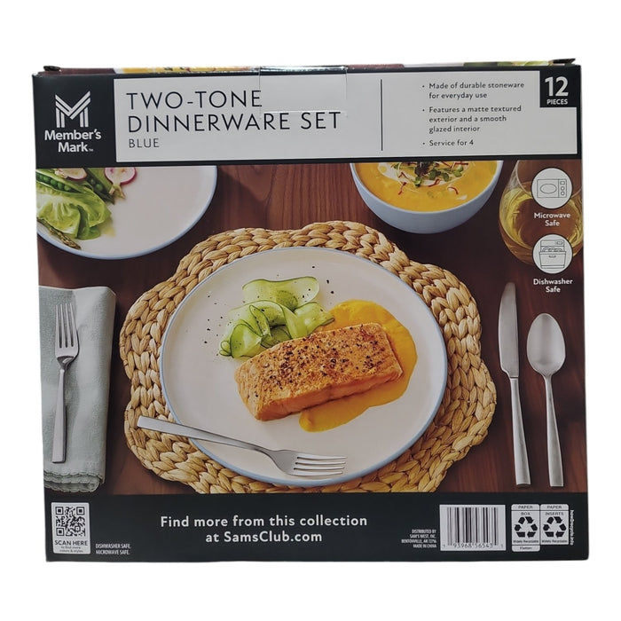 Member's Mark 12-Piece Stoneware Two-Tone Dinnerware Set, Service for 4