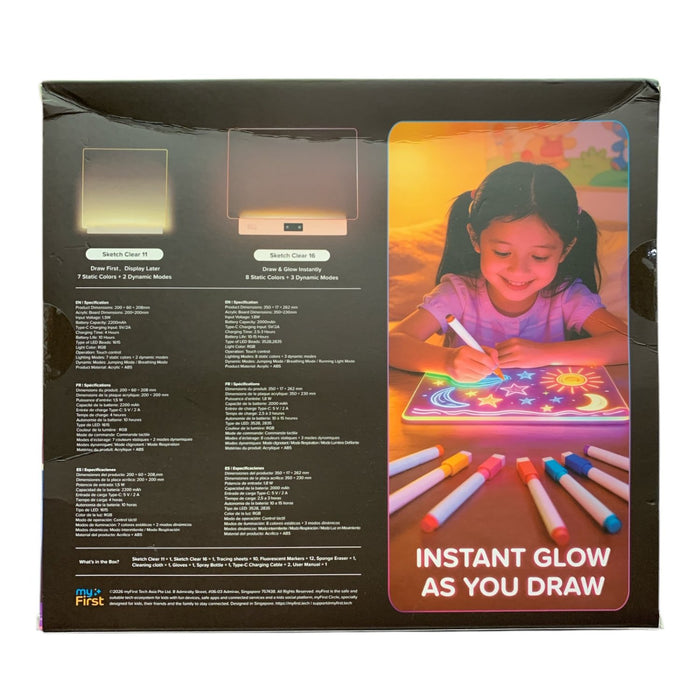 myFirst 2-Piece (11'' & 16'') LED Drawing Board Set for Kids (Pink & White)