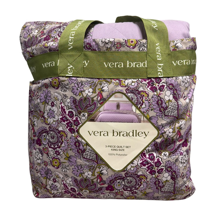 Vera Bradley 3-Piece Printed Microfiber Quilt Set, Breezy Bouquet, King