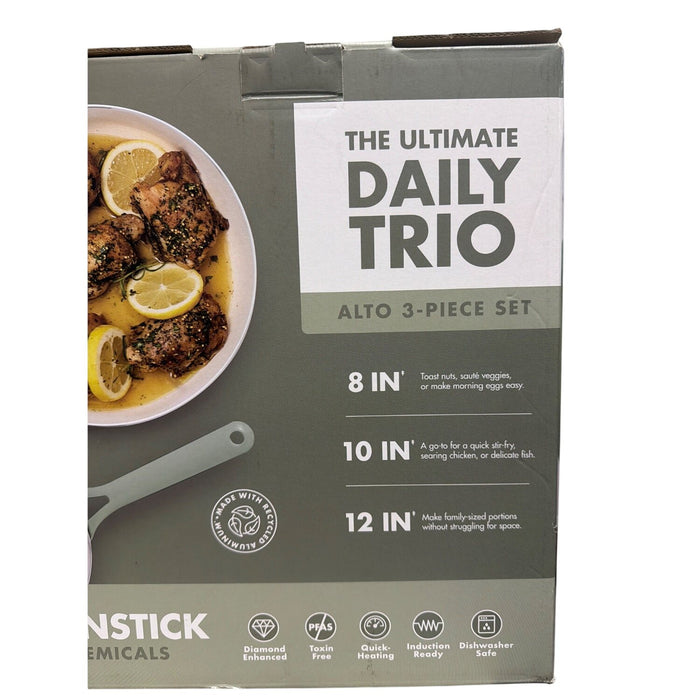 GreenPan Alto 8", 10" & 12" Ceramic Nonstick Toxin Free Fry Pan Set, 3-Pack