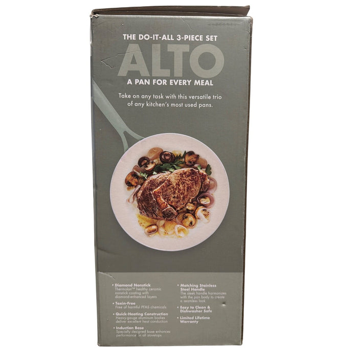GreenPan Alto 8", 10" & 12" Ceramic Nonstick Toxin Free Fry Pan Set, 3-Pack