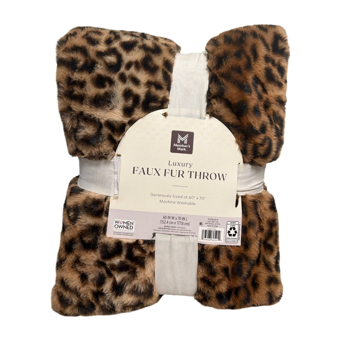 Member's Mark Luxury Super Soft Faux Fur Throw, 60"x70", Leopard Ombre