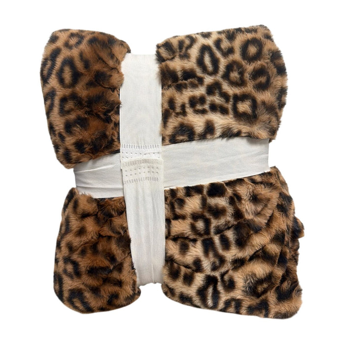 Member's Mark Luxury Super Soft Faux Fur Throw, 60"x70", Leopard Ombre