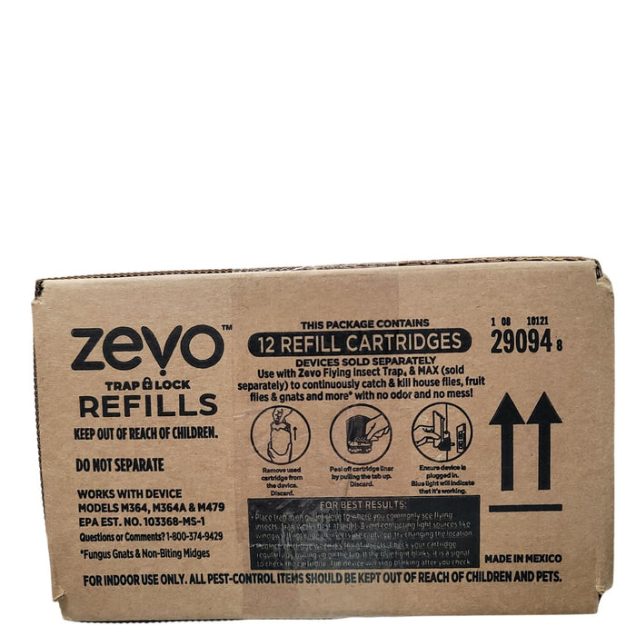 Zevo Flying Insect Trap Refill Cartridges, Value Pack 12 Refills, Easy to Use