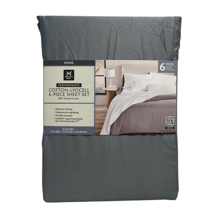 Member's Mark Performance 500-Thread-Count Solid Sheet Set, Grey, King