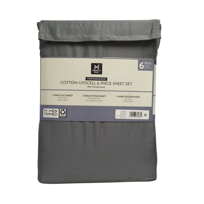 Member's Mark Performance 500-Thread-Count Solid Sheet Set, Grey, King