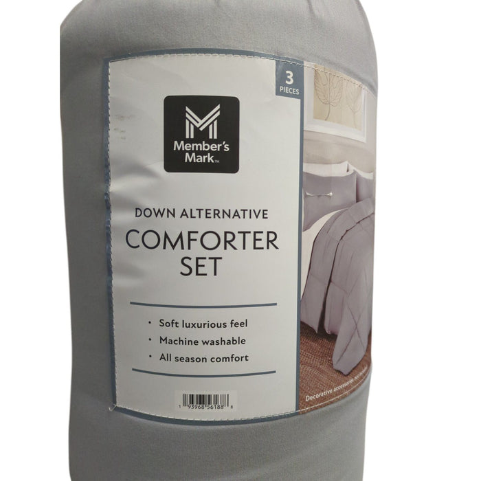 Member's Mark 3-Piece Down Alternative Comforter Set, Grey, Full/Queen