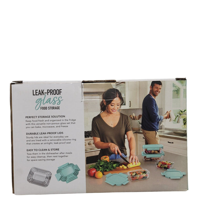 Bentgo 8-Piece Leak-Proof Glass Food Storage Set, Soft Aqua