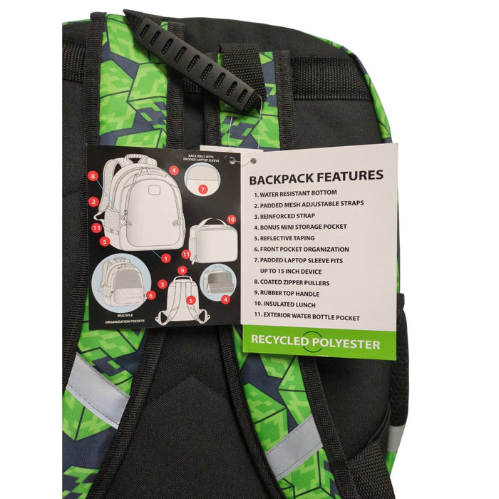 Bioworld Kids Licensed Backpack & Lunch Bag Set, Minecraft, 16in