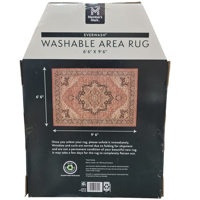 Member's Mark Everwash Washable Area Rug, Skid Resistant, Red, 6'6"x 9'6"