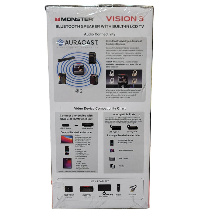 Monster Vision 3rd Generation 15.6" Portable Video Bluetooth Speaker