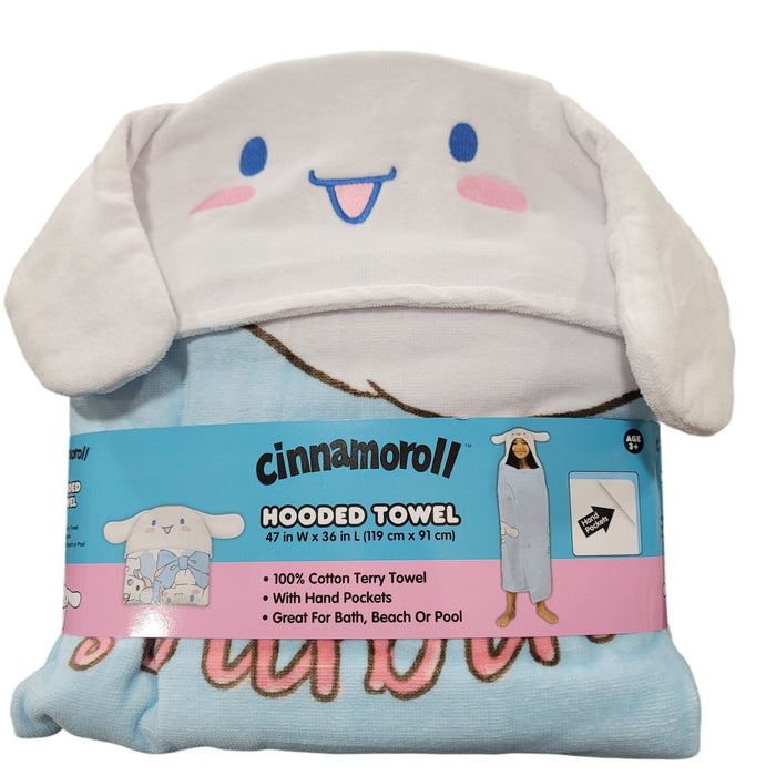 Franco Kids Character 100% Cotton Hooded Towel with Hand Pockets (Cinnamoroll, )