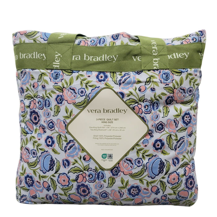 Vera Bradley 3 Piece Quilt Set, King, Bubbly Floral