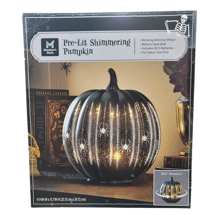 Member's Mark Pre-Lit Rotating Shimmering Pumpkin with On/Off Timer, Black