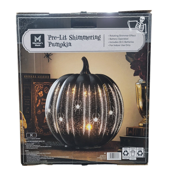 Member's Mark Pre-Lit Rotating Shimmering Pumpkin with On/Off Timer, Black