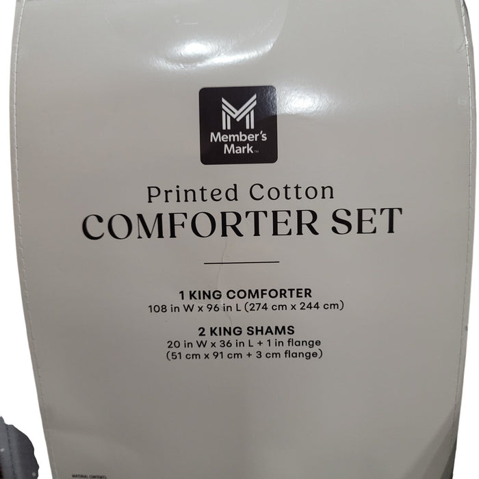 Member’s Mark 3-Piece Printed Cotton Comforter Set, King, Winter Cabin