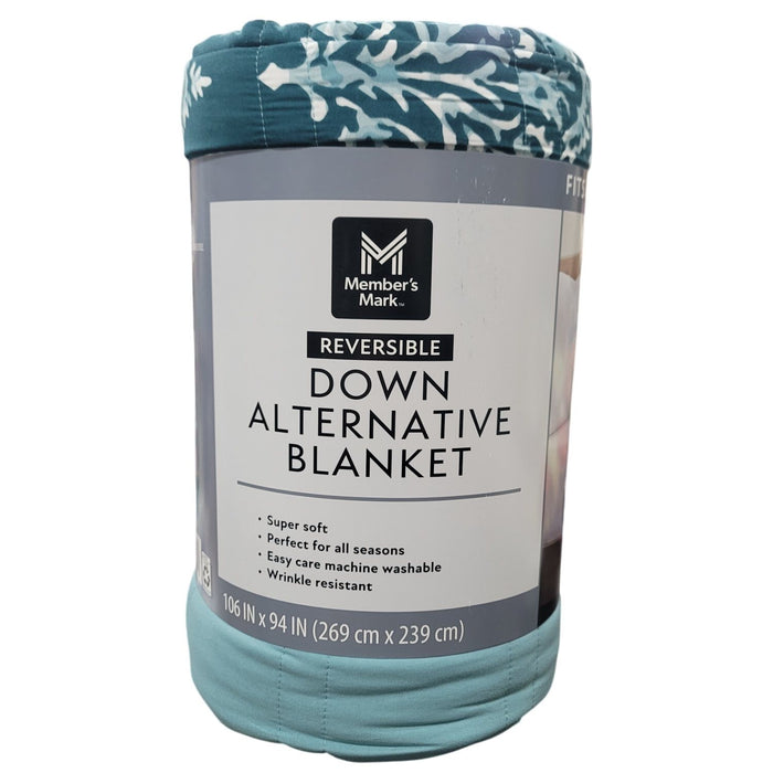 Member's Mark Oversized Down Alternative Reversible Blanket, 94" x 106" (Teal)