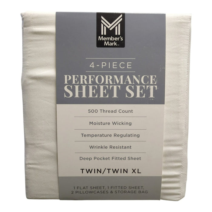 Member's Mark Performance 500TC Solid Sheet Set, Arctic White, Twin/TwinXL