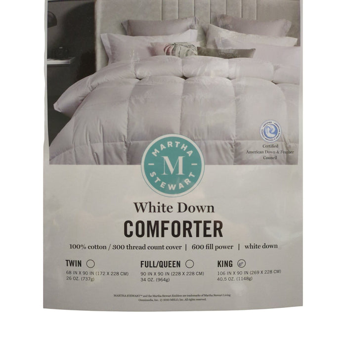 Martha Stewart 300-Thread-Count White Down Comforter, White, King