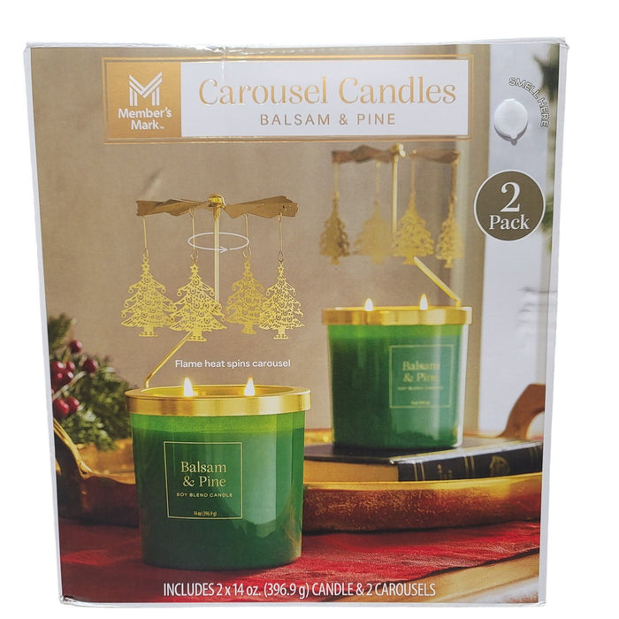 Member's Mark Carousel Soy Wax Blend Candle, Set of 2, Balsam and Pine