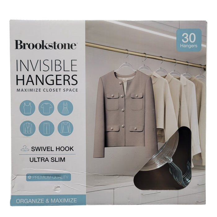 Brookstone Ultra Slim Invisible Closet Hangers with Swivel Hook, 30Pack