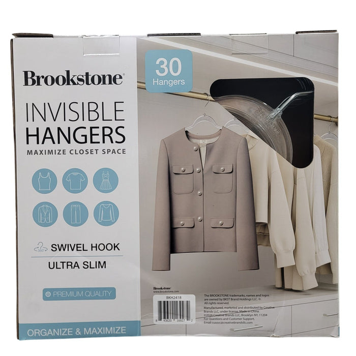 Brookstone Ultra Slim Invisible Closet Hangers with Swivel Hook, 30Pack