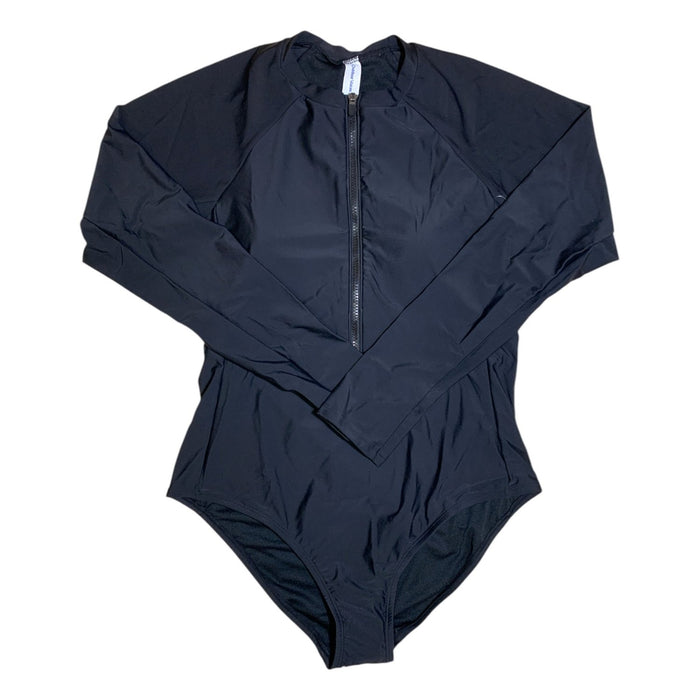 Outdoor Voices Women's Long Sleeve Front Zip Surfsuit, Highleg Bikini Silhouette